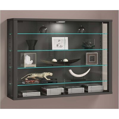 VCM Wandvitrinekast Glazen vitrine Vitrosa L - Antracietgrijs VCM Wandvitrinekast Glazen vitrine Vitrosa L - Antracietgrijs