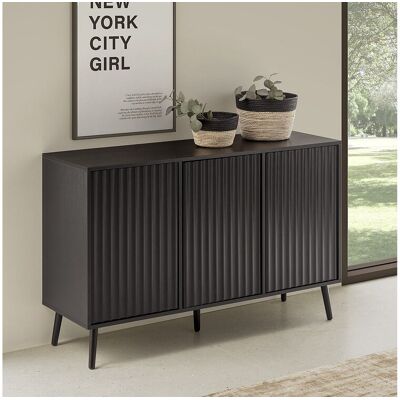 VS Venta-stock Dressoir Regen 3 deuren kleur Zwart - Zwart VS Venta-stock Dressoir Regen 3 deuren kleur Zwart - Zwart