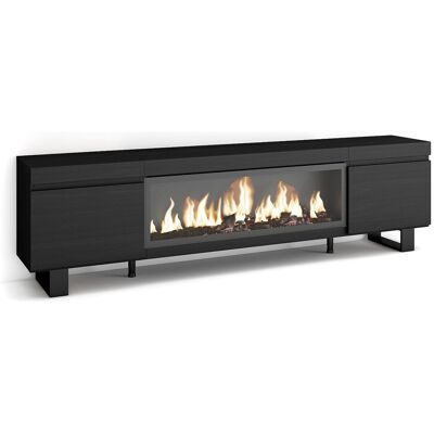 Skraut Home TV-Meubel, Lowboard, 208x35x57cm, Voor tv's tot 80", Elektrische haard XXL, Industrieel design, Zwart - Zwart Skraut Home TV-Meubel, Lowboard, 208x35x57cm, Voor tv's tot 80", Elektrische haard XXL, Industrieel design, Zwart - Zwart
