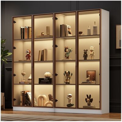 Merax Set van 2 glazen vitrines, buffet - 160x40x160 cm - Draaideuren en beweegbare planken - spaanplaat - wit - Wit Merax Set van 2 glazen vitrines, buffet - 160x40x160 cm - Draaideuren en beweegbare planken - spaanplaat - wit - Wit