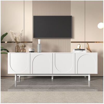 Merax Modern TV-meubel met 4 deuren - 175x38x56cm - Spaanplaat - wit - Wit Merax Modern TV-meubel met 4 deuren - 175x38x56cm - Spaanplaat - wit - Wit