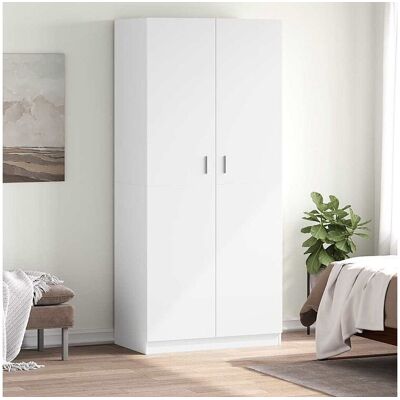 vidaxl Kledingkast 90x52x200 cm bewerkt hout wit - Wit vidaxl Kledingkast 90x52x200 cm bewerkt hout wit - Wit