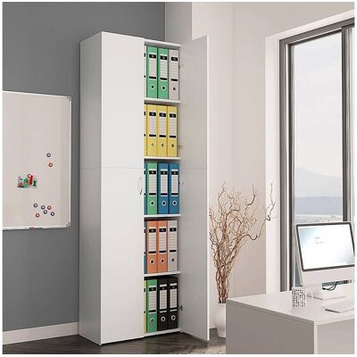 vidaxl Kantoorkast 60x32x190 cm bewerkt hout wit - Wit vidaxl Kantoorkast 60x32x190 cm bewerkt hout wit - Wit