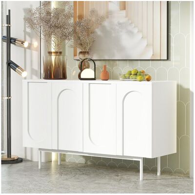 Merax Modern dressoir met 4 deuren - 140 x 42 x 80 cm - MDF hout - witte kleur - Wit Merax Modern dressoir met 4 deuren - 140 x 42 x 80 cm - MDF hout - witte kleur - Wit