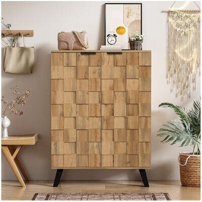 Merax Schoenenkast met 5 vakken - 80,5 x 35 x 109,5 cm - verstelbare planken - spaanplaat - houtkleur - Natuurlijk licht Merax Schoenenkast met 5 vakken - 80,5 x 35 x 109,5 cm - verstelbare planken - spaanplaat - houtkleur - Natuurlijk licht