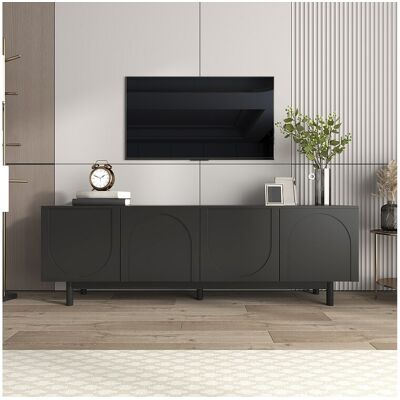 Merax TV-meubel met 4 deuren - 175 x 38 x 56 cm - MDF en spaanplaat - voor woonkamer - Zwart - Zwart Merax TV-meubel met 4 deuren - 175 x 38 x 56 cm - MDF en spaanplaat - voor woonkamer - Zwart - Zwart