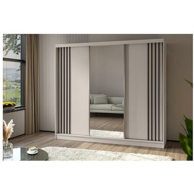BeautySofa24 Hangkast Nela II 240/216/61 kasjmier+zwart met laden - Crème BeautySofa24 Hangkast Nela II 240/216/61 kasjmier+zwart met laden - Crème