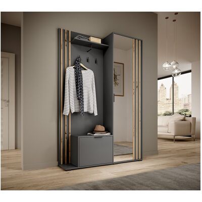 MINIO go for it, Garderobe NEL, met spiegel, grafiet/artisan eiken - Antracietgrijs, Bruin MINIO go for it, Garderobe NEL, met spiegel, grafiet/artisan eiken - Antracietgrijs, Bruin