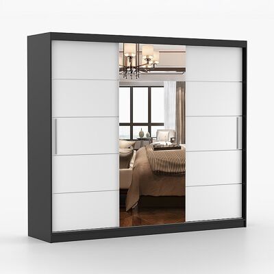ASTRA schuifdeurkast 233 cm - Zwart, Wit ASTRA schuifdeurkast 233 cm - Zwart, Wit