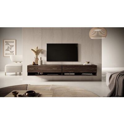 SELSEY TV-meubel 200 cm - Walnoot - MIRRGO - Donkerbruin SELSEY TV-meubel 200 cm - Walnoot - MIRRGO - Donkerbruin