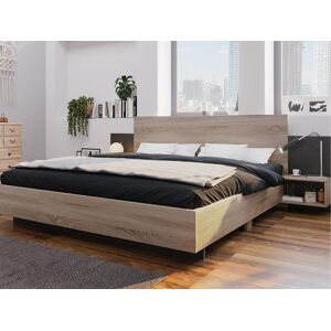 ModernLuxe Tweepersoonsbed 160x200cm in massief hout - met 2 nachtkastjes + lattenbodem - Naturel - Natuurlijk licht ModernLuxe Tweepersoonsbed 160x200cm in massief hout - met 2 nachtkastjes + lattenbodem - Naturel - Natuurlijk licht