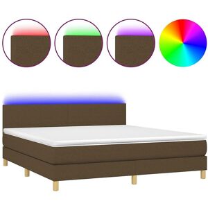 vidaxl Boxspring met matras en LED stof donkerbruin 160x200 cm - Bruin vidaxl Boxspring met matras en LED stof donkerbruin 160x200 cm - Bruin