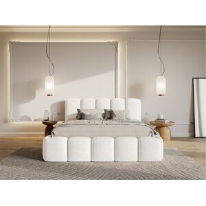 SELSEY Opbergbed met hoofdeinde - 160x200 cm - in crèmekleurige badstof - CLOUDY II - Crème SELSEY Opbergbed met hoofdeinde - 160x200 cm - in crèmekleurige badstof - CLOUDY II - Crème