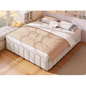 ModernLuxe Linnen gestoffeerd opbergbed - 140x200 cm - zonder hoofdbord - Beige - Beige ModernLuxe Linnen gestoffeerd opbergbed - 140x200 cm - zonder hoofdbord - Beige - Beige