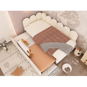 ModernLuxe Bankbed 90x200 cm - met nestbed 90x190 cm - fluweelstof - Beige - Beige ModernLuxe Bankbed 90x200 cm - met nestbed 90x190 cm - fluweelstof - Beige - Beige