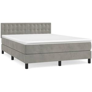 vidaxl Boxspring met matras fluweel lichtgrijs 140x200 cm - Grijs vidaxl Boxspring met matras fluweel lichtgrijs 140x200 cm - Grijs