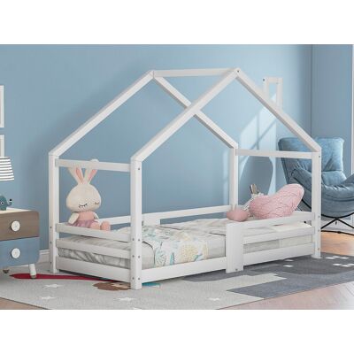 Merax Kinderhutbed - 90 x 200 cm - grenen - hek en lattenbodem - wit - Wit Merax Kinderhutbed - 90 x 200 cm - grenen - hek en lattenbodem - wit - Wit