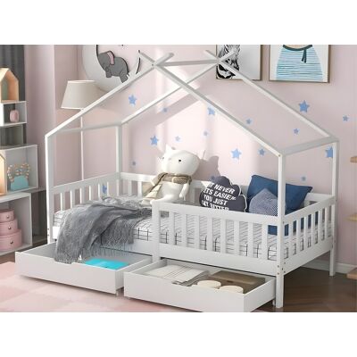 Merax Kajuitbed met 2 laden - 90 x 200 cm - grenenhout - lattenbodem - wit - Wit Merax Kajuitbed met 2 laden - 90 x 200 cm - grenenhout - lattenbodem - wit - Wit