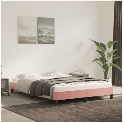 vidaxl Bedframe fluweel roze 140x200 cm - Roze vidaxl Bedframe fluweel roze 140x200 cm - Roze