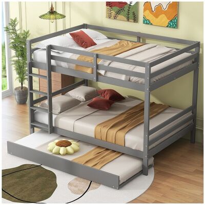 Merax Stapelbed 140 x 200 cm met uitschuifbed 90 x 200 cm - leuning en trap - MDF-hout - grijs - Grijs Merax Stapelbed 140 x 200 cm met uitschuifbed 90 x 200 cm - leuning en trap - MDF-hout - grijs - Grijs