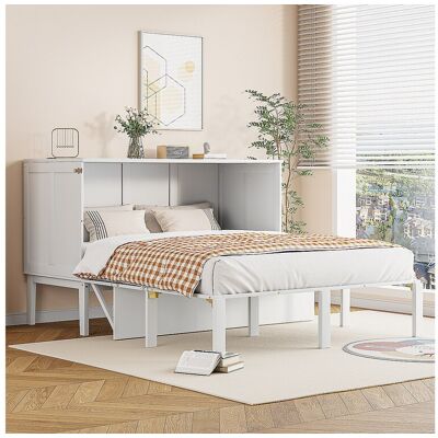 Merax Verticaal opklapbed 140 x 200 cm - MDF hout - Lattenbodem - Wit - Wit Merax Verticaal opklapbed 140 x 200 cm - MDF hout - Lattenbodem - Wit - Wit