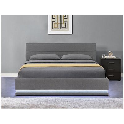 Habitat et jardin Moderne en Stevige LED Bed met Opbergruimte "Anastasia" - Donkergrijs - 140 x 190 cm - Grijs Habitat et jardin Moderne en Stevige LED Bed met Opbergruimte "Anastasia" - Donkergrijs - 140 x 190 cm - Grijs