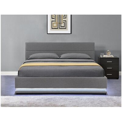 Habitat et jardin Tweepersoonsbed bed met led verlichting "Anastasia" - 160 x 200 - Grijs Donkergrijs - Grijs Habitat et jardin Tweepersoonsbed bed met led verlichting "Anastasia" - 160 x 200 - Grijs Donkergrijs - Grijs