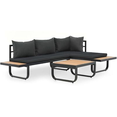 vidaxl 2-delige Tuinhoekbankenset met kussens aluminium HKC - Grijs vidaxl 2-delige Tuinhoekbankenset met kussens aluminium HKC - Grijs