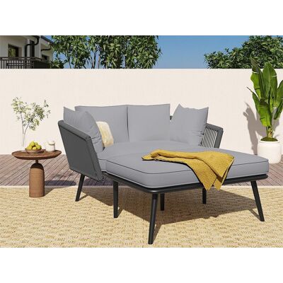 ModernLuxe Ligstoel, tuinbank - gegalvaniseerd staal en gevlochten touw - 2 plaatsen - Grijs - Grijs ModernLuxe Ligstoel, tuinbank - gegalvaniseerd staal en gevlochten touw - 2 plaatsen - Grijs - Grijs