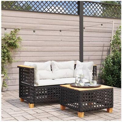 vidaxl Tuinhoekbanken met kussens 2 st poly rattan zwart - Zwart vidaxl Tuinhoekbanken met kussens 2 st poly rattan zwart - Zwart