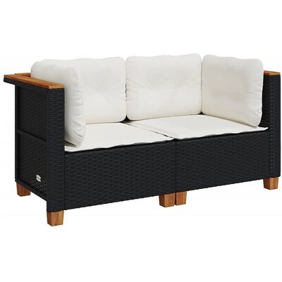 vidaxl Tuinhoekbanken met kussens 2 st poly rattan zwart - Zwart vidaxl Tuinhoekbanken met kussens 2 st poly rattan zwart - Zwart
