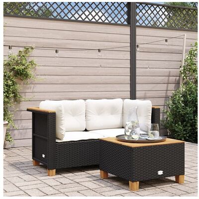 vidaxl Tuinhoekbanken met kussens 2 st poly rattan zwart - Zwart vidaxl Tuinhoekbanken met kussens 2 st poly rattan zwart - Zwart