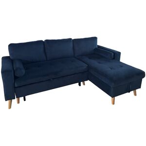 Happy Garden JAMES 3 zits hoekbank in blauw fluweel - Blauw Happy Garden JAMES 3 zits hoekbank in blauw fluweel - Blauw