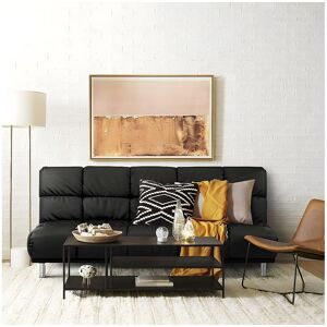 SENHO 3-zits slaapbank voor bijzetbed afmeting 120 x 191 cm in zwarte PU afwerking en verchroomde poten van roestvrij staal - MELLOW - Zwart SENHO 3-zits slaapbank voor bijzetbed afmeting 120 x 191 cm in zwarte PU afwerking en verchroomde poten van roestvrij staal - MELLOW - Zwart