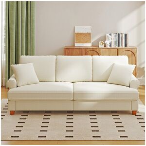 DripeX 3-zits slaapbank, Chenille-stof, met armleuningen, kussens en 2 kussens, Max. belasting 300 kg - 220x76x86 cm - Beige DripeX 3-zits slaapbank, Chenille-stof, met armleuningen, kussens en 2 kussens, Max. belasting 300 kg - 220x76x86 cm - Beige