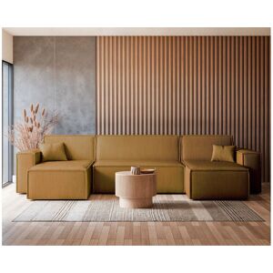 SELSEY Omvormbare U-vormige hoekbank - in mosterdgeel corduroy - SCARLO - Mosterdkleur SELSEY Omvormbare U-vormige hoekbank - in mosterdgeel corduroy - SCARLO - Mosterdkleur