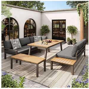 DripeX Tuinmeubels 6-7 personen: twee 2-zits bank + hoekbank + ontlasting + salontafel met verwijderbare ijsemmer - Grijs DripeX Tuinmeubels 6-7 personen: twee 2-zits bank + hoekbank + ontlasting + salontafel met verwijderbare ijsemmer - Grijs