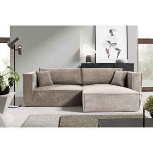 Hoekbankbed in geribde fluweel KEYMON Grijs - Beige Hoekbankbed in geribde fluweel KEYMON Grijs - Beige