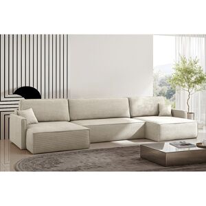 Hoekbank Carlos met slaapfunctie en bedstee Elegante stof Poso Beige - Beige Hoekbank Carlos met slaapfunctie en bedstee Elegante stof Poso Beige - Beige