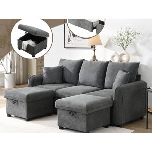 ModernLuxe U-vormige multifunctionele hoekbank - 3 zitplaatsen - met opbergfunctie - met laden - grijs - Grijs ModernLuxe U-vormige multifunctionele hoekbank - 3 zitplaatsen - met opbergfunctie - met laden - grijs - Grijs