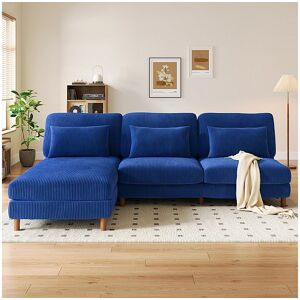 DripeX Hoekbank reversibel in geribbelde fluweel - 2-zits + méridienne - Blauw - 256 x 160 x 88 cm - Blauw DripeX Hoekbank reversibel in geribbelde fluweel - 2-zits + méridienne - Blauw - 256 x 160 x 88 cm - Blauw