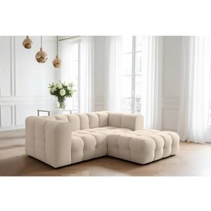 Sofia Möbel Baloo L mini hoekbank, voor de woonkamer, Tiffany-stof, rechts, beige - Beige Sofia Möbel Baloo L mini hoekbank, voor de woonkamer, Tiffany-stof, rechts, beige - Beige