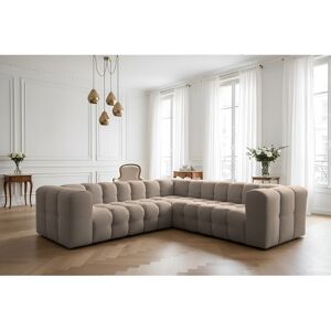 Sofia Möbel Baloo Corner Small hoekbank, 6-zits, voor de woonkamer, Tiffany-stof, taupe - Bruin Sofia Möbel Baloo Corner Small hoekbank, 6-zits, voor de woonkamer, Tiffany-stof, taupe - Bruin