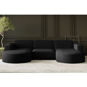 Sofia Möbel Hoekbank Parma Studio U, voor de woonkamer, stof Poso, zwart (135) - Zwart Sofia Möbel Hoekbank Parma Studio U, voor de woonkamer, stof Poso, zwart (135) - Zwart