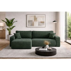 Omkeerbare hoekbank PIANIOO XL met slaapfunctie – Ribfluweel fles groen, groot opbergvak, universele opstelling links/rechts VINOTTI - Dennengroen Omkeerbare hoekbank PIANIOO XL met slaapfunctie – Ribfluweel fles groen, groot opbergvak, universele opstelling links/rechts VINOTTI - Dennengroen