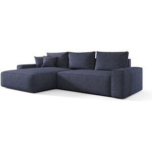 Hoekbank CALIFORNIA links blauw gebreid Aragon 74 - slaapfunctie, bedkist - Blauw Hoekbank CALIFORNIA links blauw gebreid Aragon 74 - slaapfunctie, bedkist - Blauw