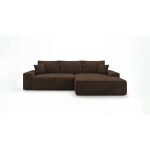 Hoekbank VERONA rechts bruin ribfluweel Poso 6 - slaapfunctie, bedkist - Bruin Hoekbank VERONA rechts bruin ribfluweel Poso 6 - slaapfunctie, bedkist - Bruin