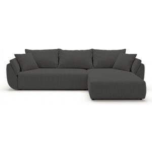 Hoekbank SYDNEY rechts donkergrijs ribfluweel Poso 60 - slaapfunctie, bedkist - Antracietgrijs Hoekbank SYDNEY rechts donkergrijs ribfluweel Poso 60 - slaapfunctie, bedkist - Antracietgrijs