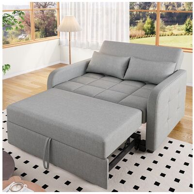 Merax Slaapbank 2-zits, opvouwbare slaapbank in linnen stof - 127 x 75 x 94 cm - met slaapfunctie - grijs - Grijs Merax Slaapbank 2-zits, opvouwbare slaapbank in linnen stof - 127 x 75 x 94 cm - met slaapfunctie - grijs - Grijs