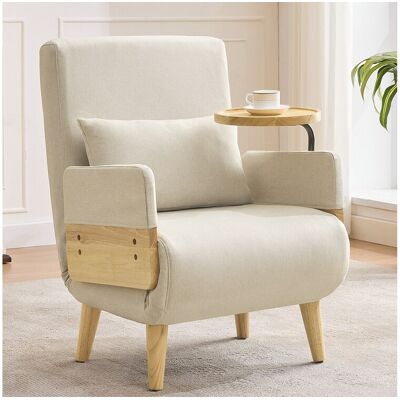 Merax 3-in-1 slaapbank, opvouwbare slaapbank - 58 x 67 x 88 cm - linnen stof - met slaapfunctie - beige - Beige Merax 3-in-1 slaapbank, opvouwbare slaapbank - 58 x 67 x 88 cm - linnen stof - met slaapfunctie - beige - Beige